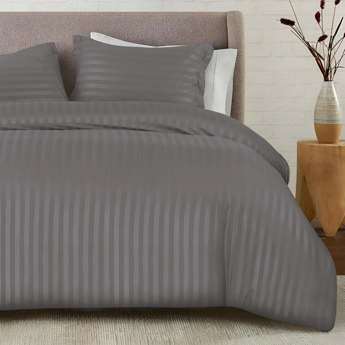 4 Piece Striped Duvet Cover Complete Bedding Set