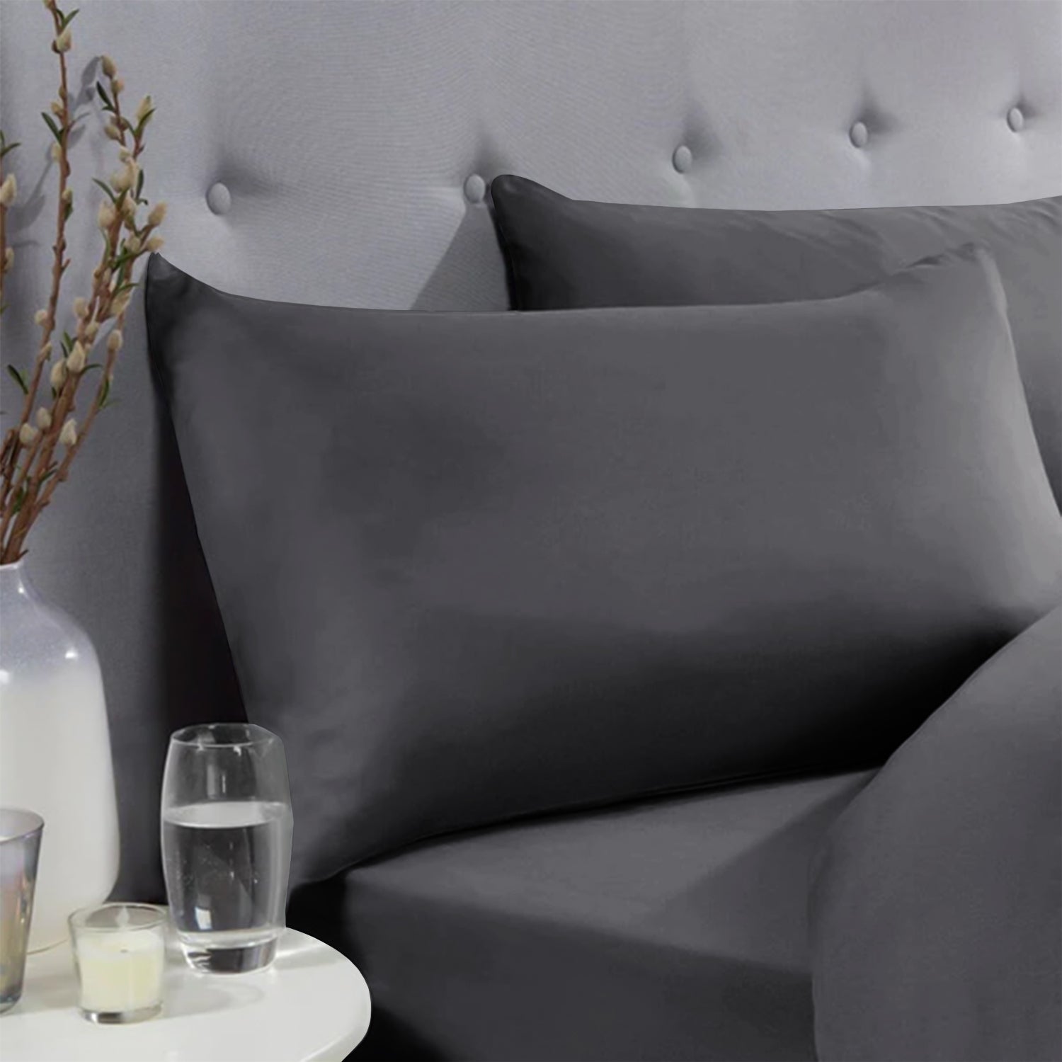 Charcoal Pillowcases Plain Dye Pair