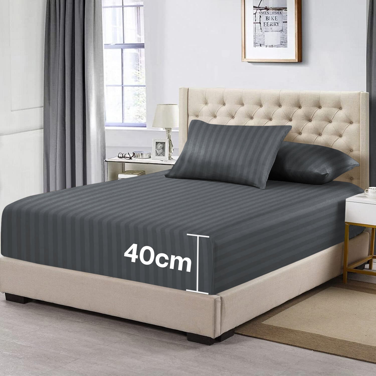 Charcoal Extra Deep Mattress Fitted Sheets