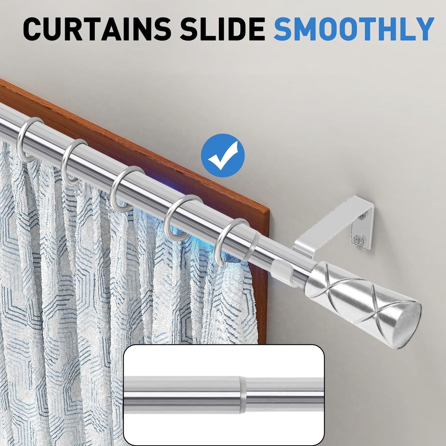 Cylinder Adjustable Curtain Rod for Window and Door