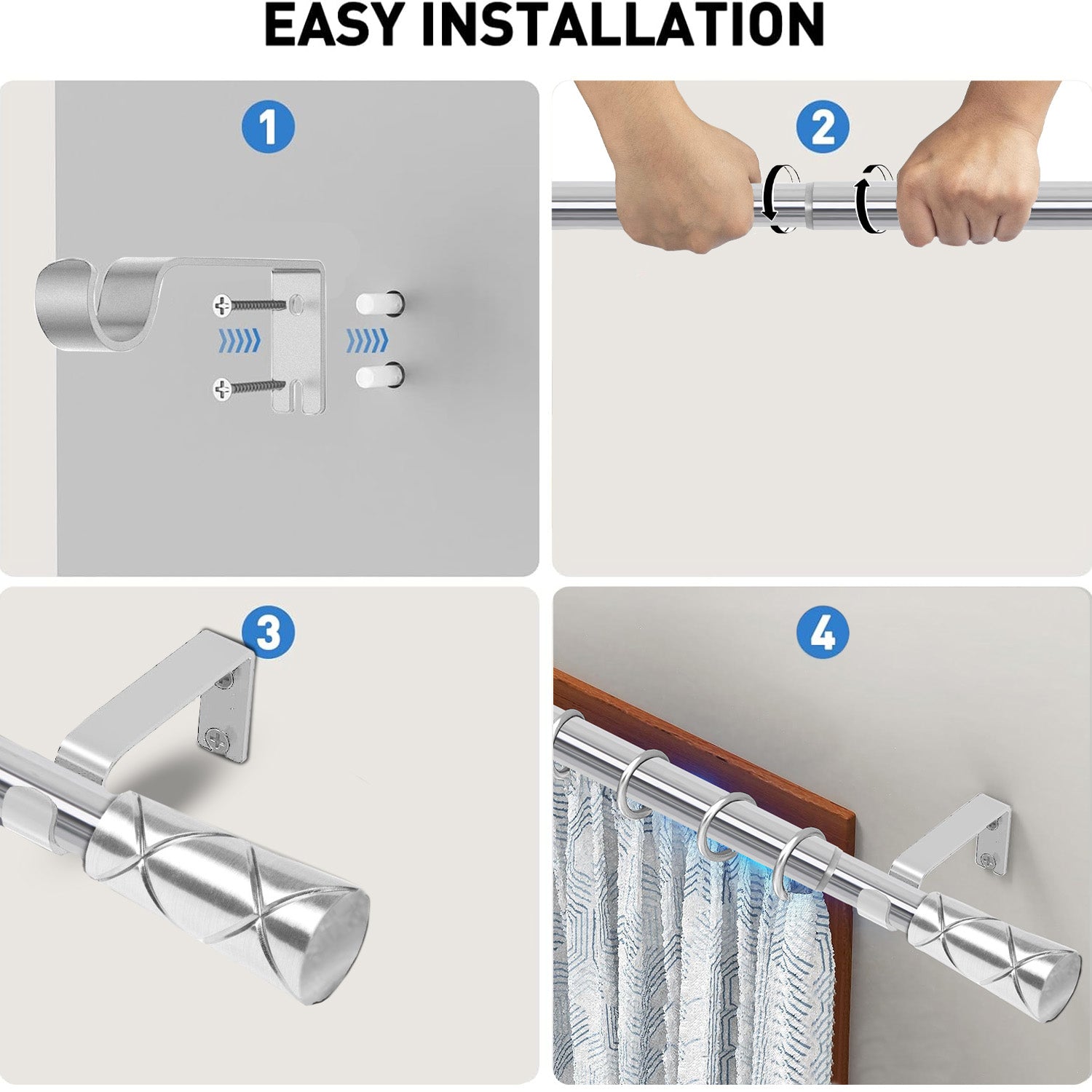 Cylinder Adjustable Curtain Rod for Window and Door