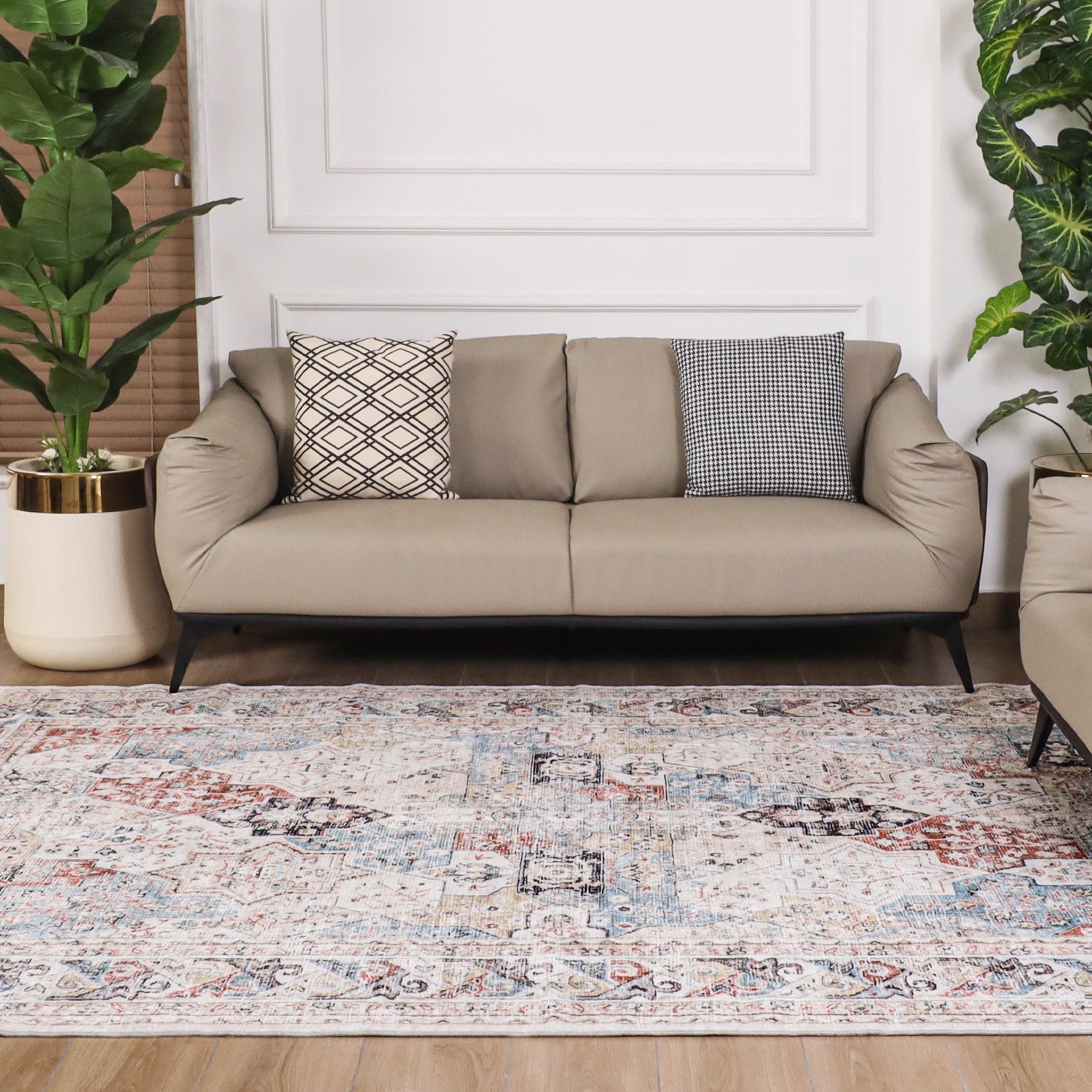Vintage Coastal Polypropylene Rug Oriental Style For Living Room