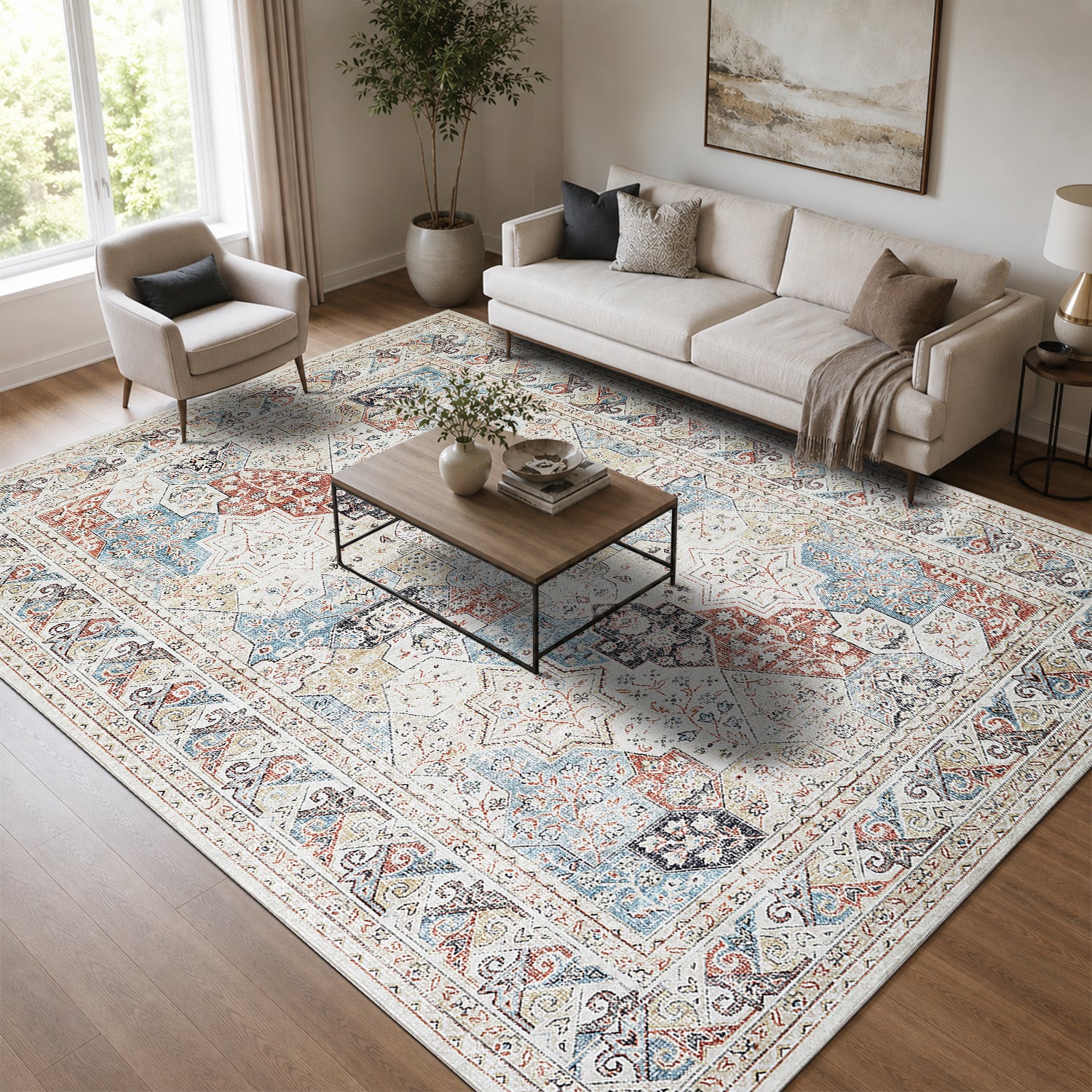 Vintage Coastal Rug Oriental Style For Modern Living Room