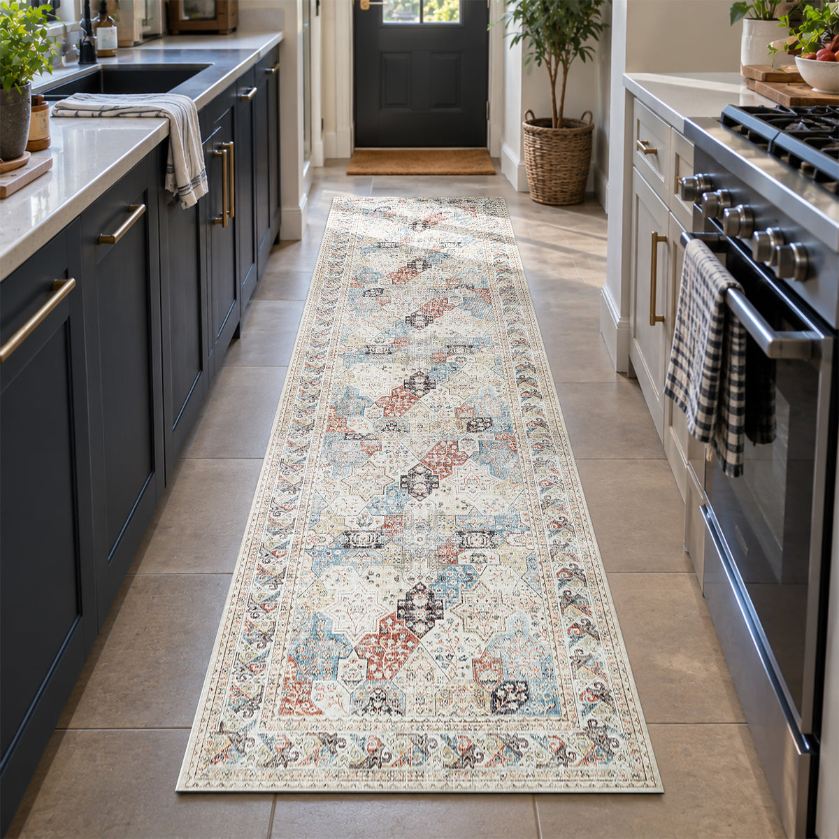 Vintage Coastal Rug Oriental Style For Modern Living Room