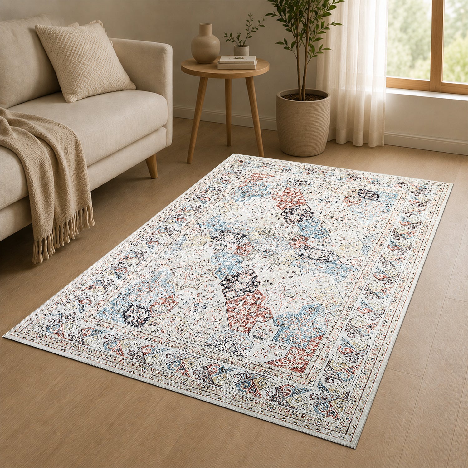 Vintage Coastal Rug Oriental Style For Modern Living Room