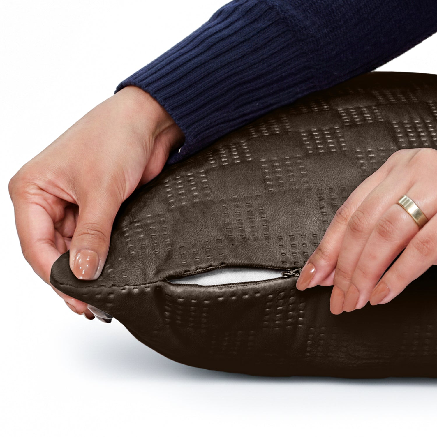 Pack Of 2 Square Velvet Cushion Cover Check Pattern