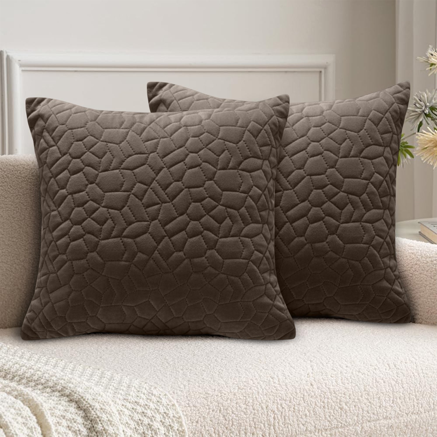 18x18 Pack Of 2 Velvet Cushion Cover Pebbles Pattern