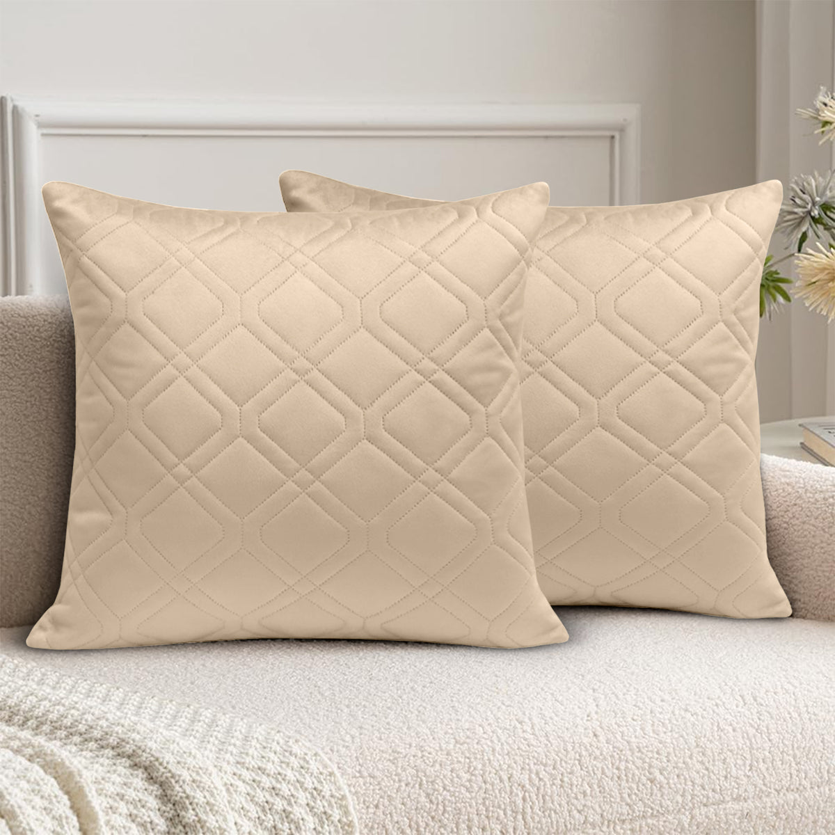 Pack Of 2 Embossed Velvet Cushion Cover Diamond Pattern