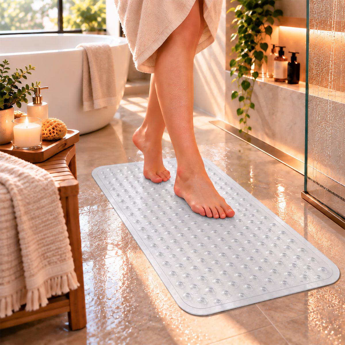 Non Slip Shower Mat for Elderly Safe, Secure & Comfortable Bathing