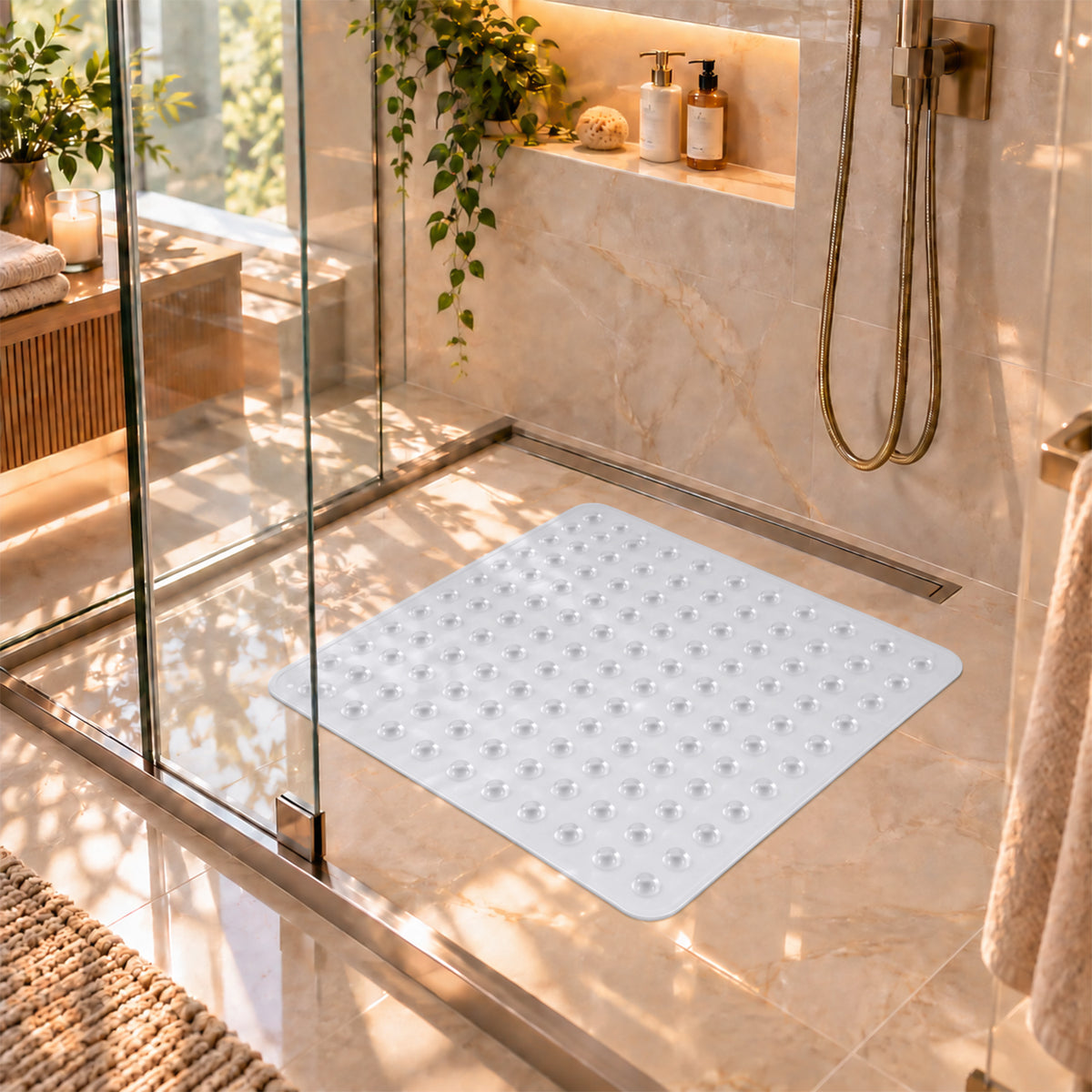 Non Slip Shower Mat for Elderly Safe, Secure & Comfortable Bathing