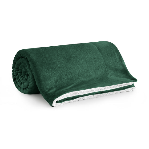 Emerald Green Sherpa Throw Blanket