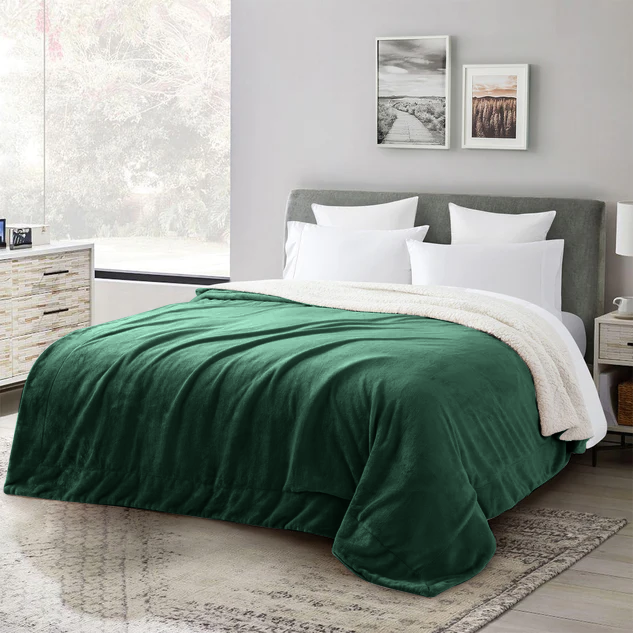 Emerald Green Sherpa Blanket