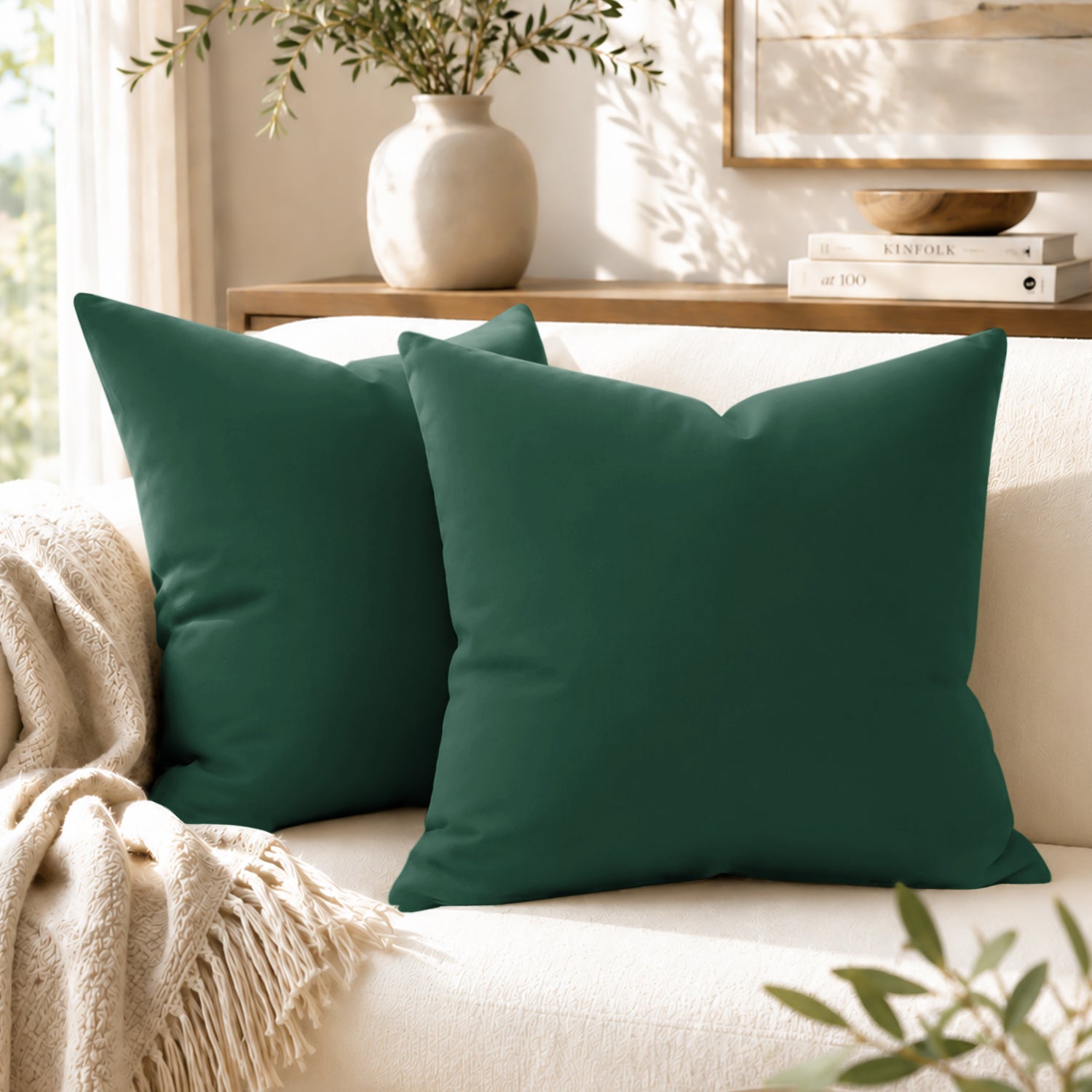 Pair Of Soft Microfibre Plain Cushion Covers for Sofa, Bed & Living Room