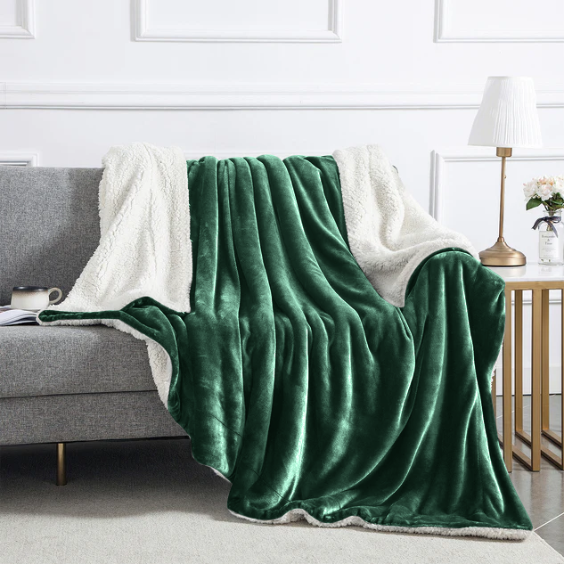Emerald Green Sherpa Blanket - Main Image