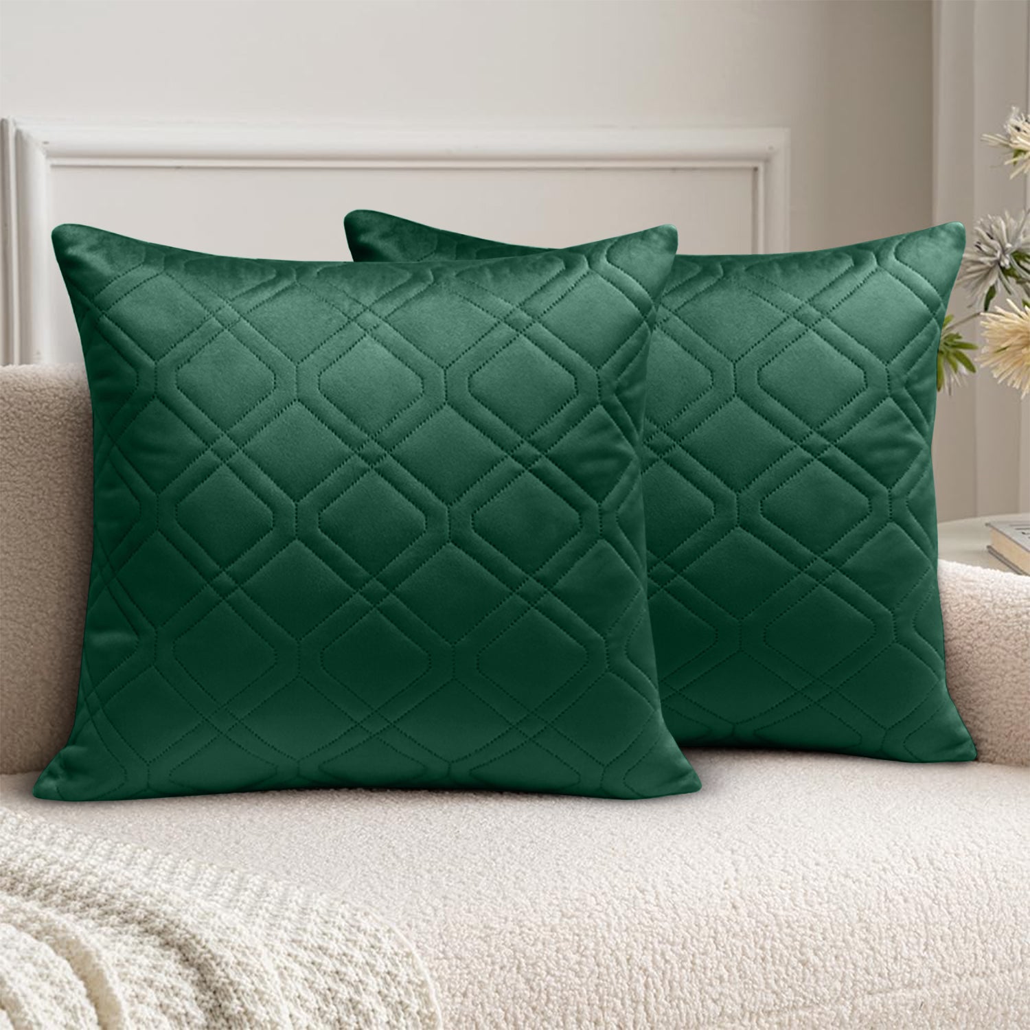 Pack Of 2 Embossed Velvet Cushion Cover Diamond Pattern