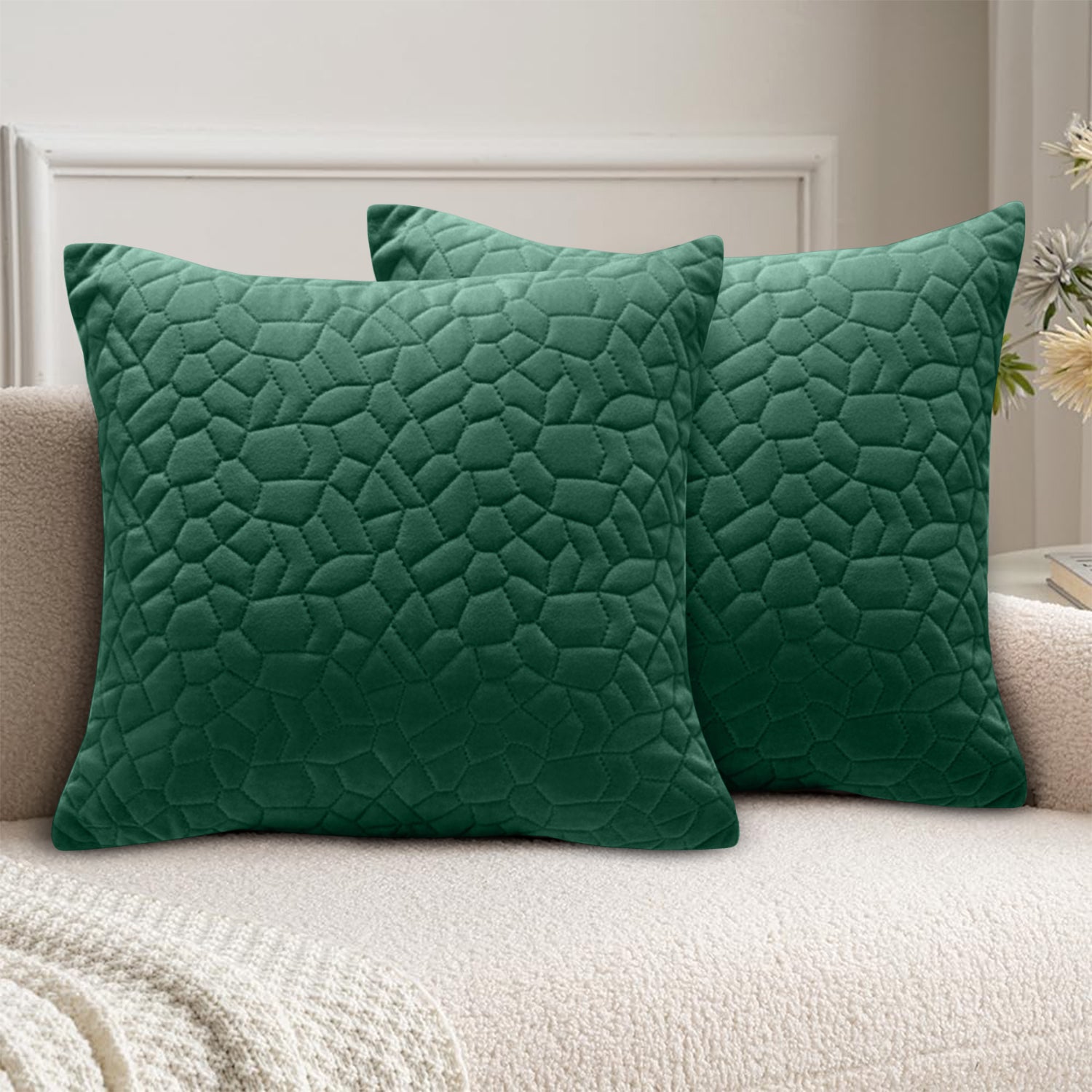 18x18 Pack Of 2 Velvet Cushion Cover Pebbles Pattern