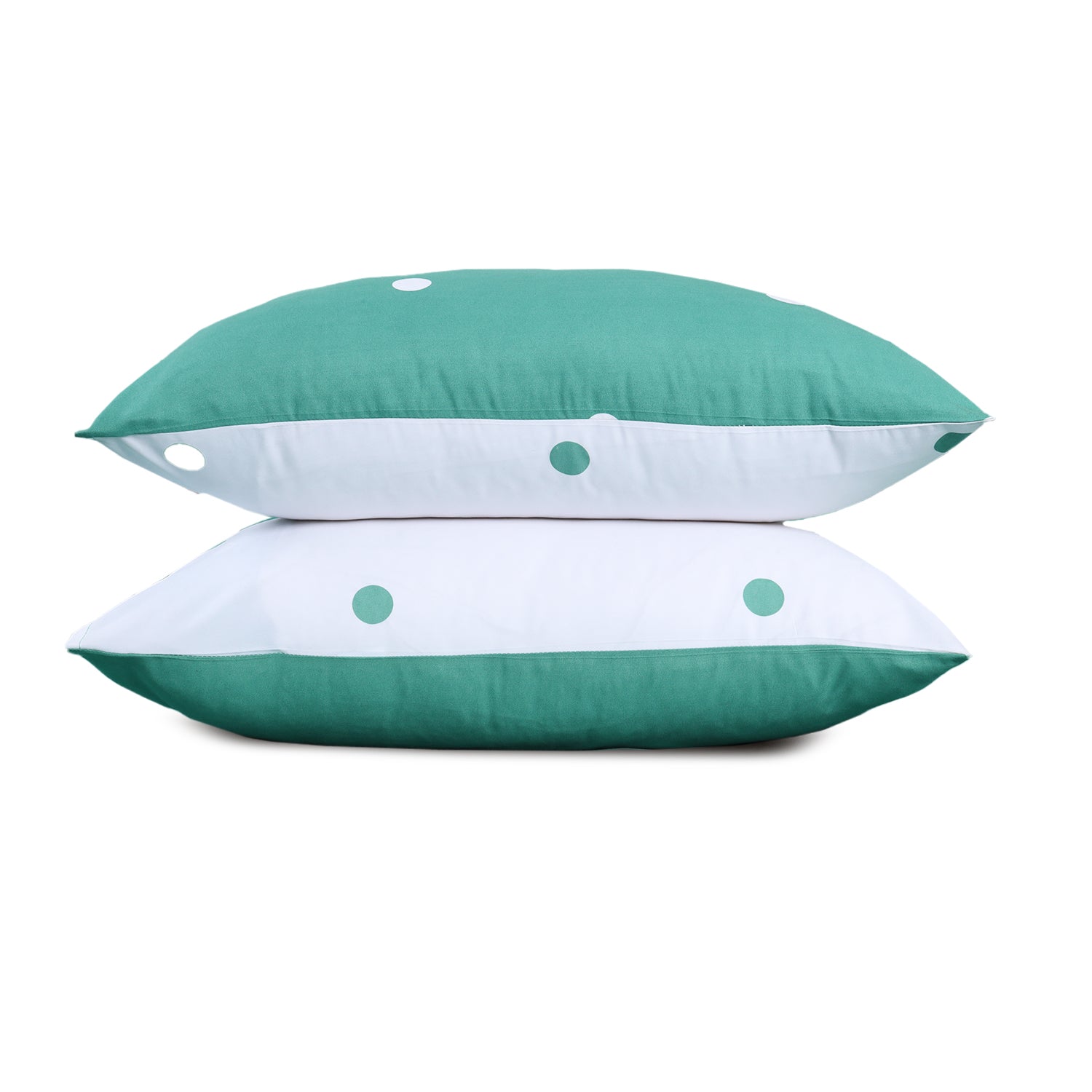 Green And White Duvet Cover Polka Dot Printed Reversible Bedding Set