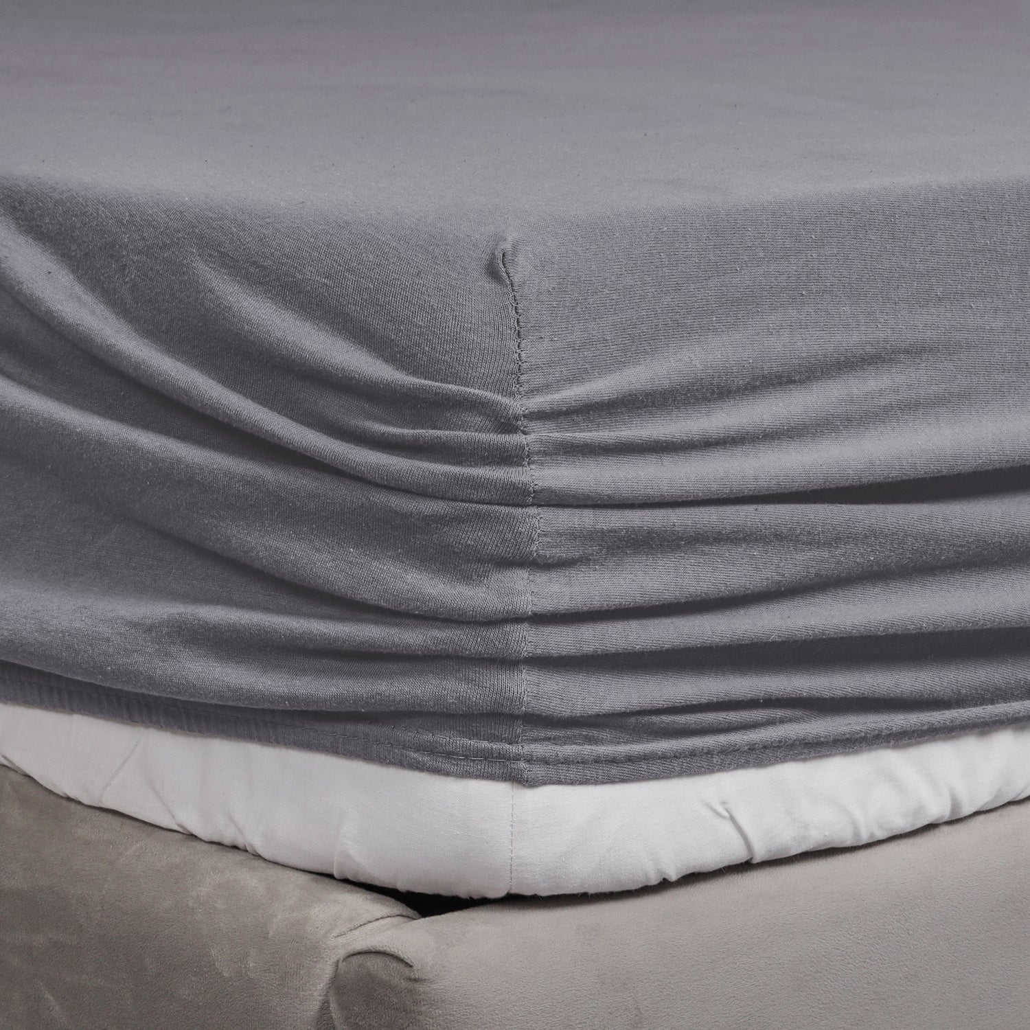 Grey Jersey cotton Fitted Sheet