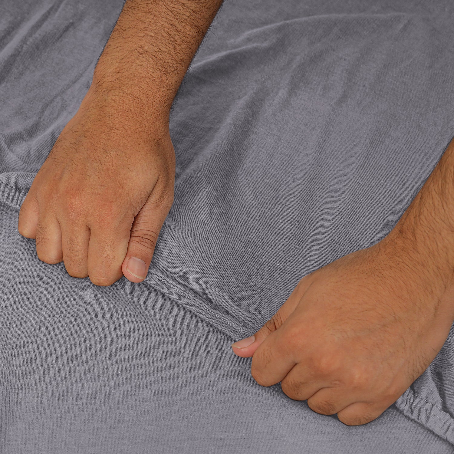 Grey Jersey cotton Fitted Sheet