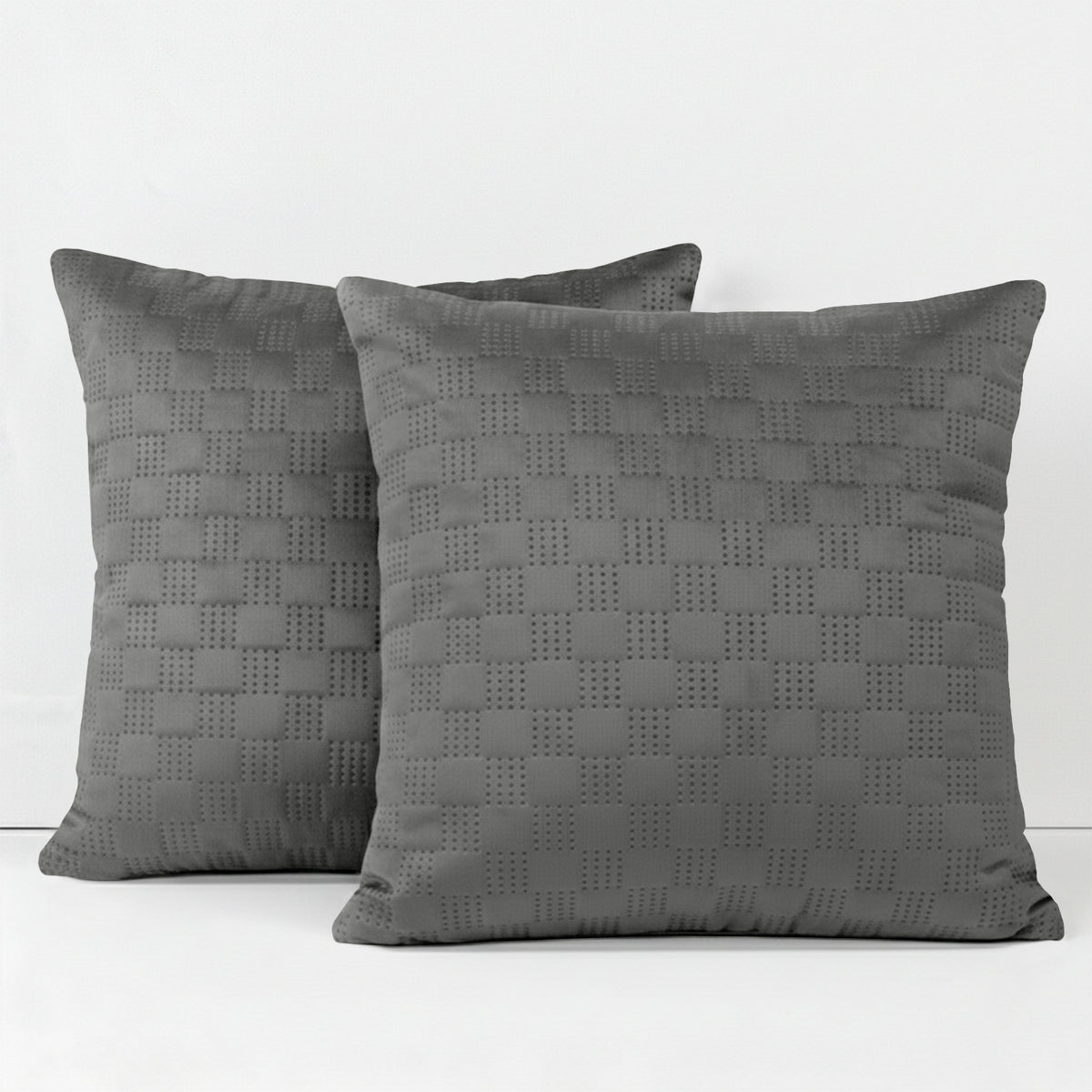 Pack Of 2 Square Velvet Cushion Cover Check Pattern