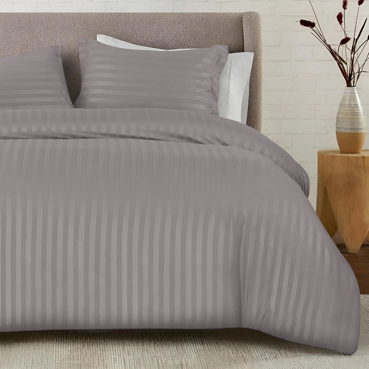 4 Piece Striped Duvet Cover Complete Bedding Set