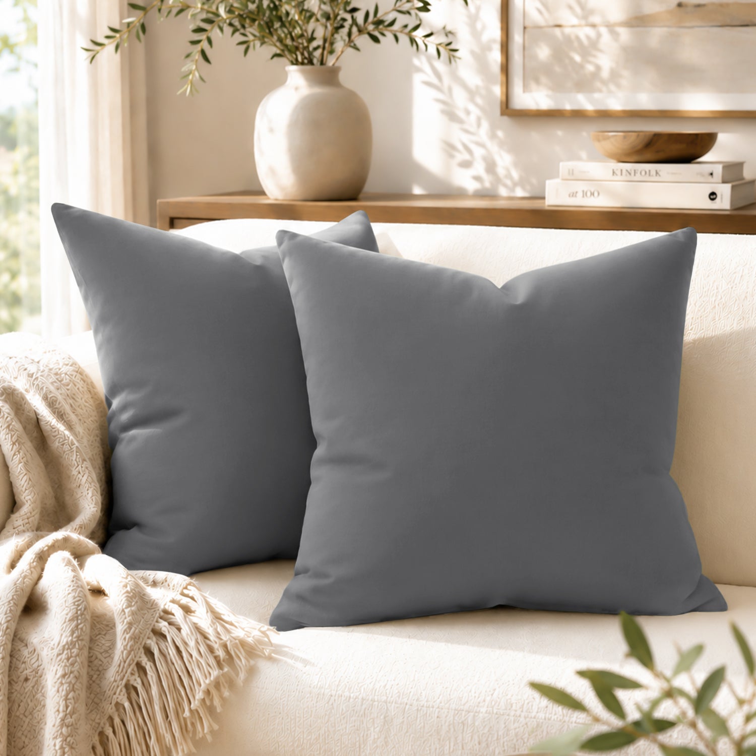 Pair Of Soft Microfibre Plain Cushion Covers for Sofa, Bed & Living Room