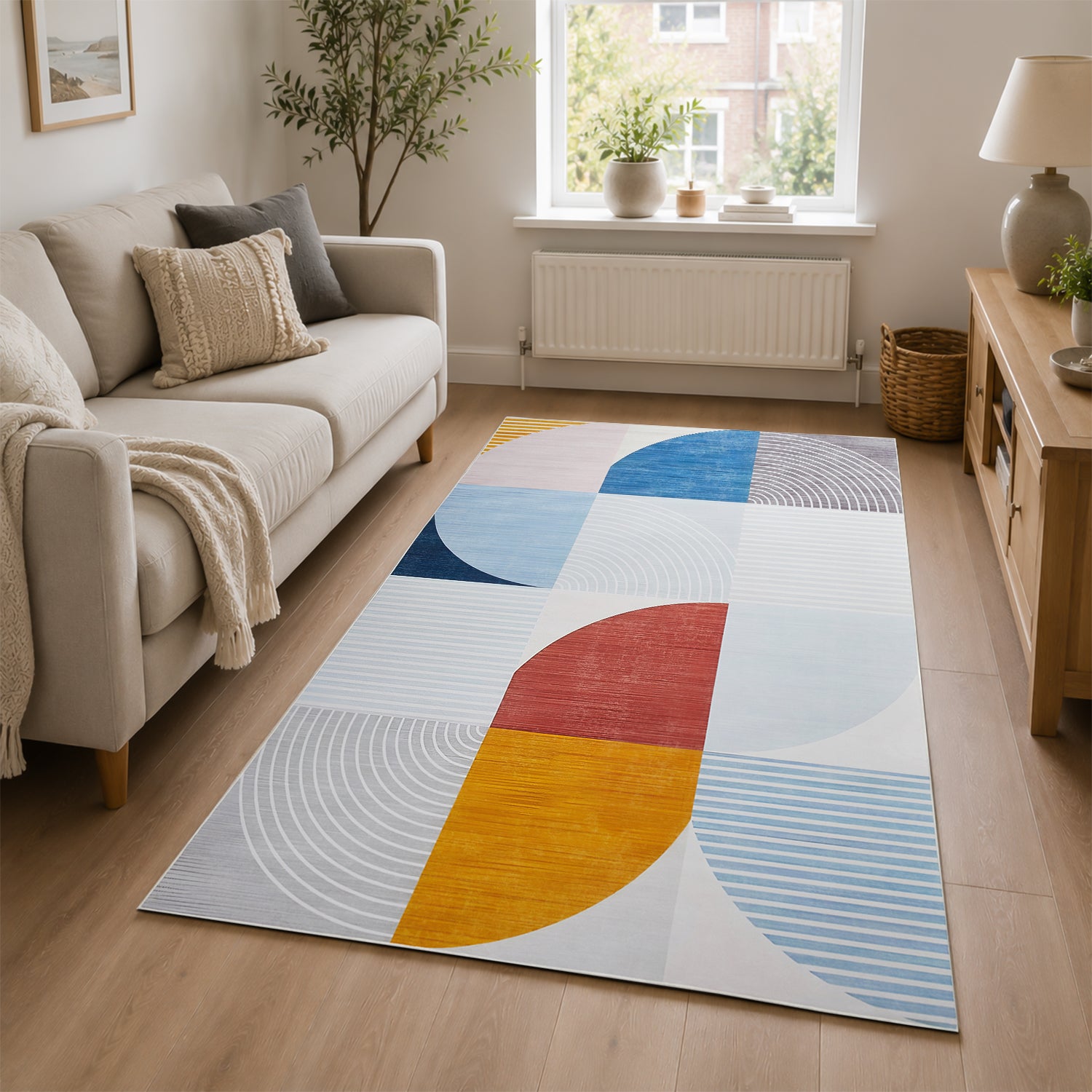 Large neutral rug for living room