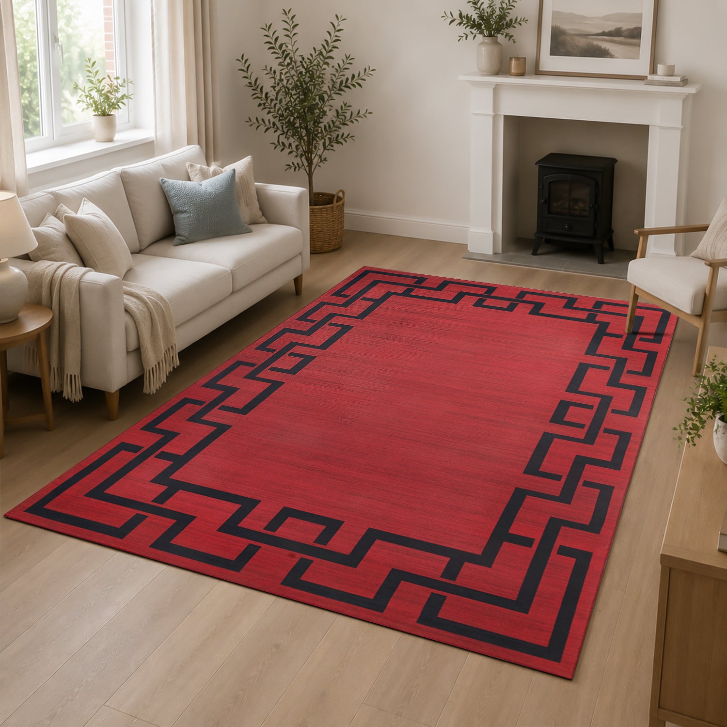 Modern Style Red Rug for Living Room