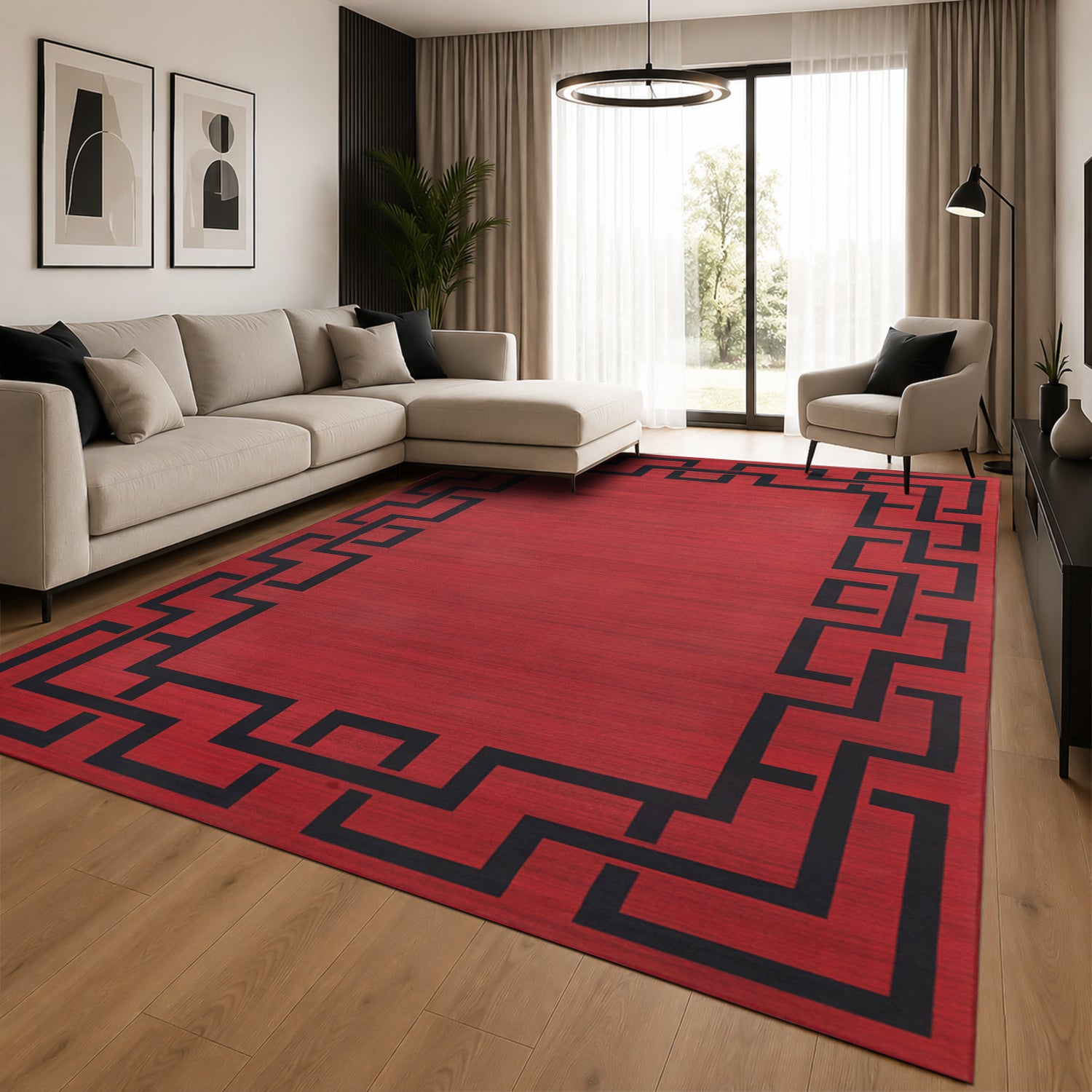 Modern Style Red Rug for Living Room