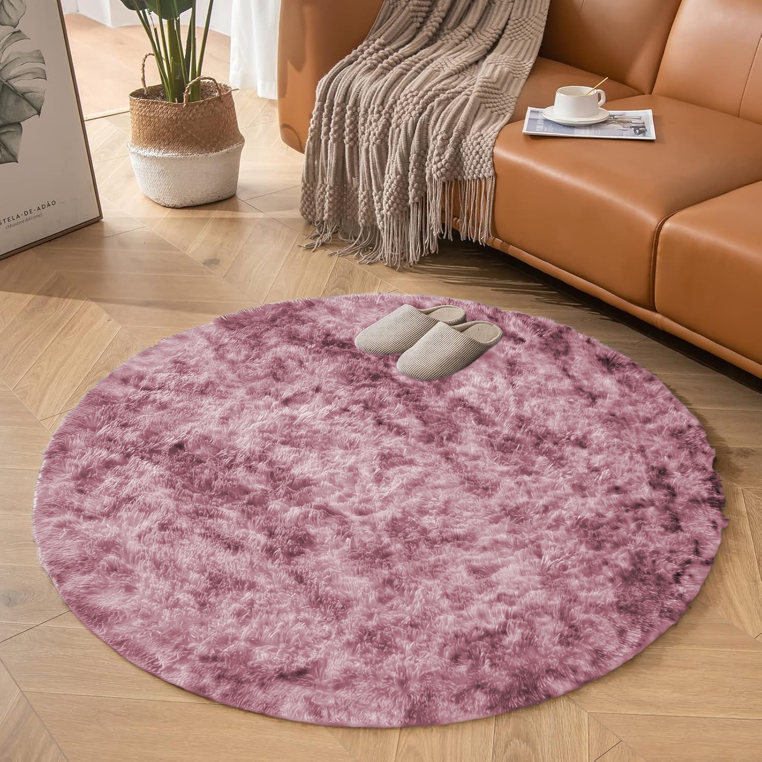 Large Shaggy Rug Soft Deep Pile Tie Dye lilac