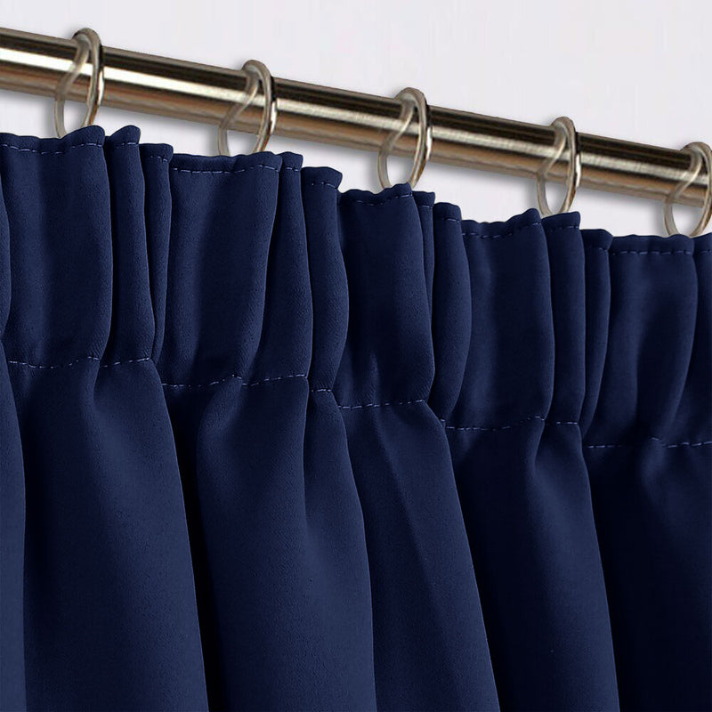 Navy Blue Pencil Pleat Curtains Thermal Blackout