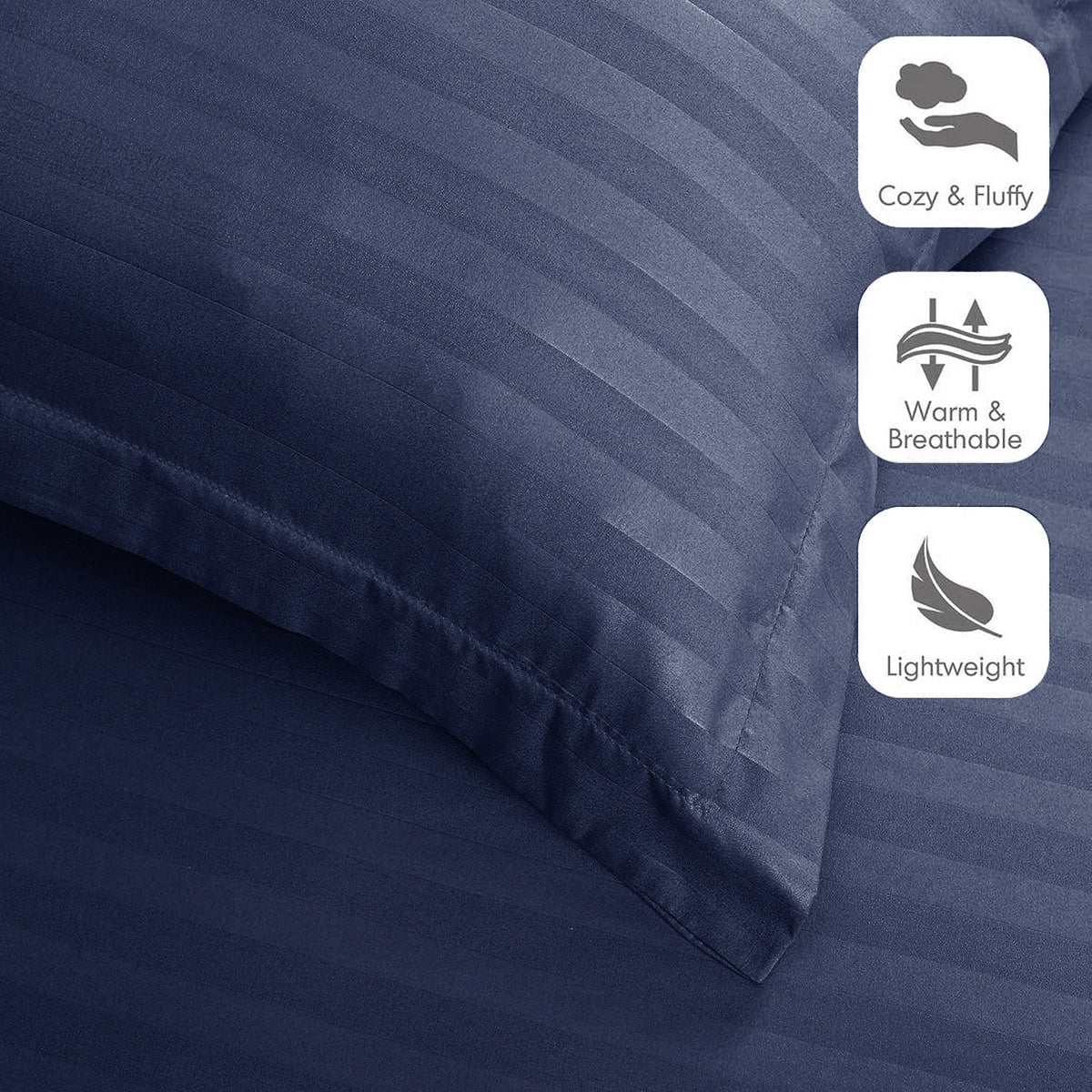 4 Piece Striped Duvet Cover Complete Bedding Set