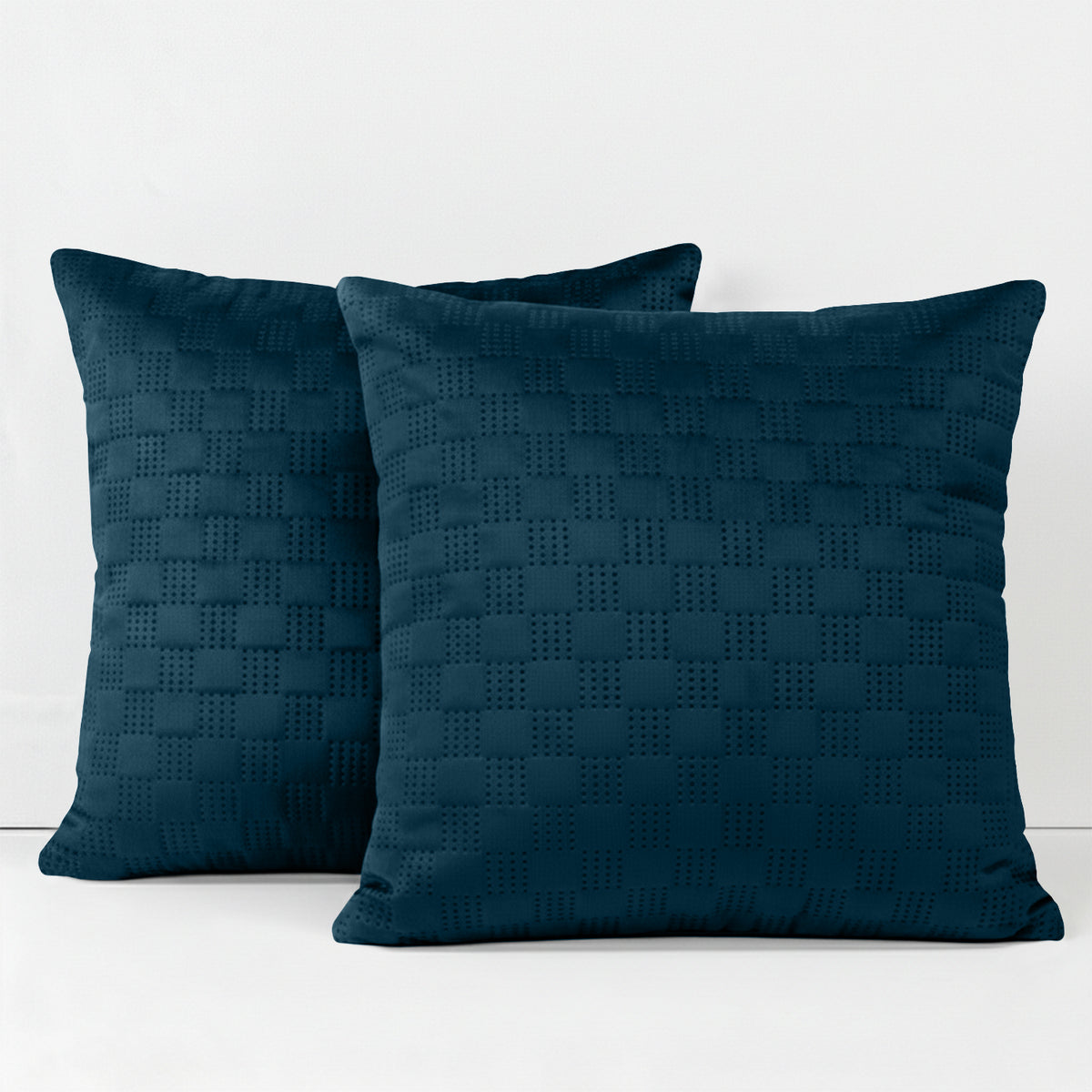 Pack Of 2 Square Velvet Cushion Cover Check Pattern