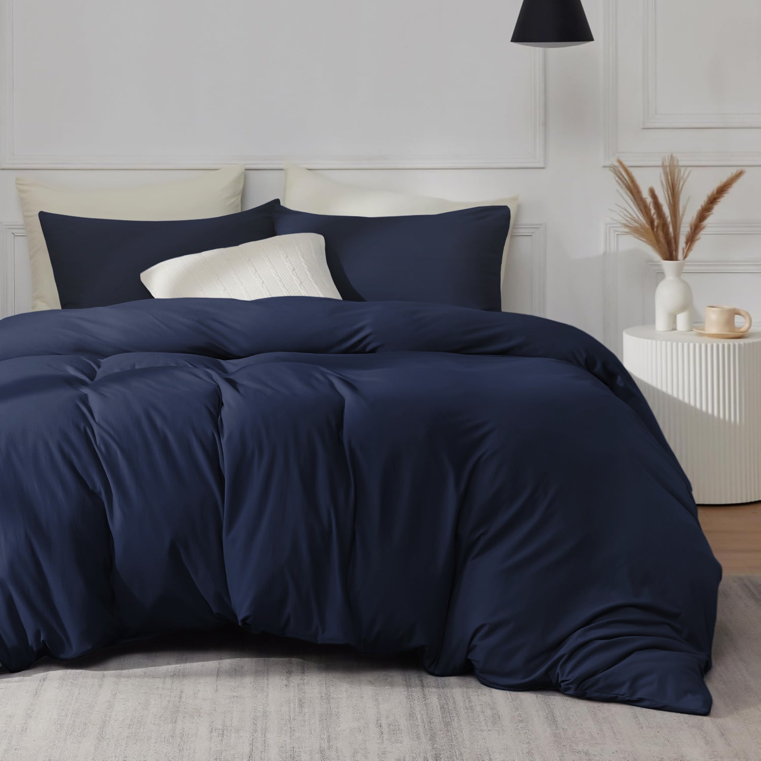 Plain Navy Duvet Cover & Pillowcases