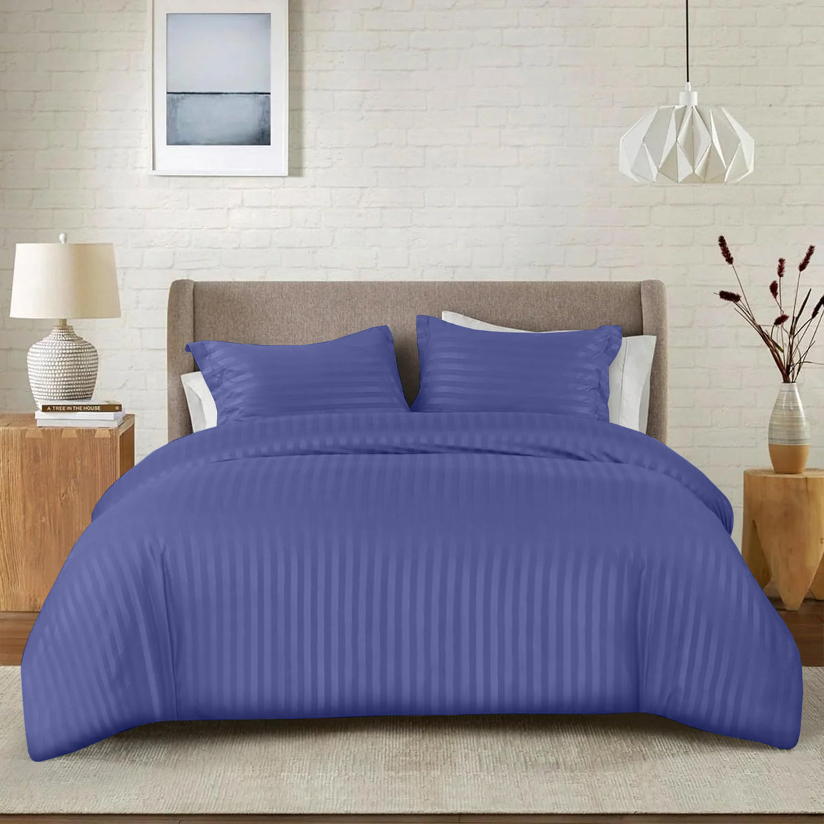 4 Piece Striped Duvet Cover Complete Bedding Set