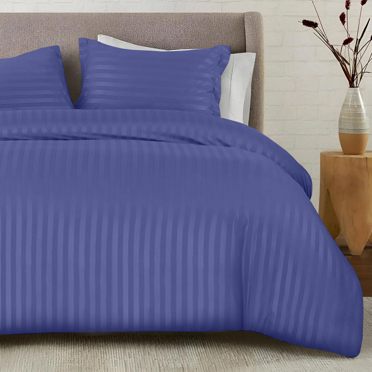 4 Piece Striped Duvet Cover Complete Bedding Set