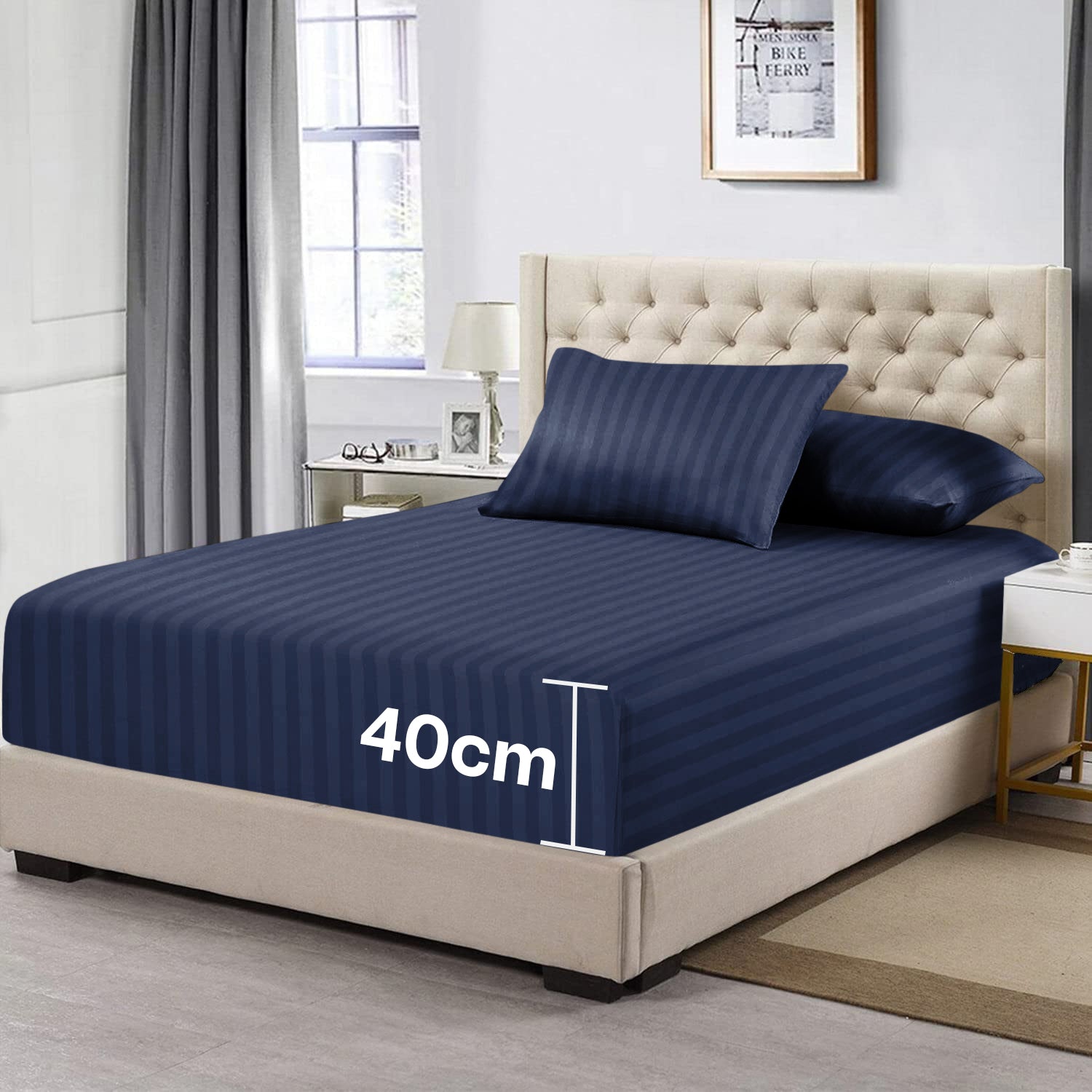 Navy Blue Extra Deep Mattress Fitted Sheets
