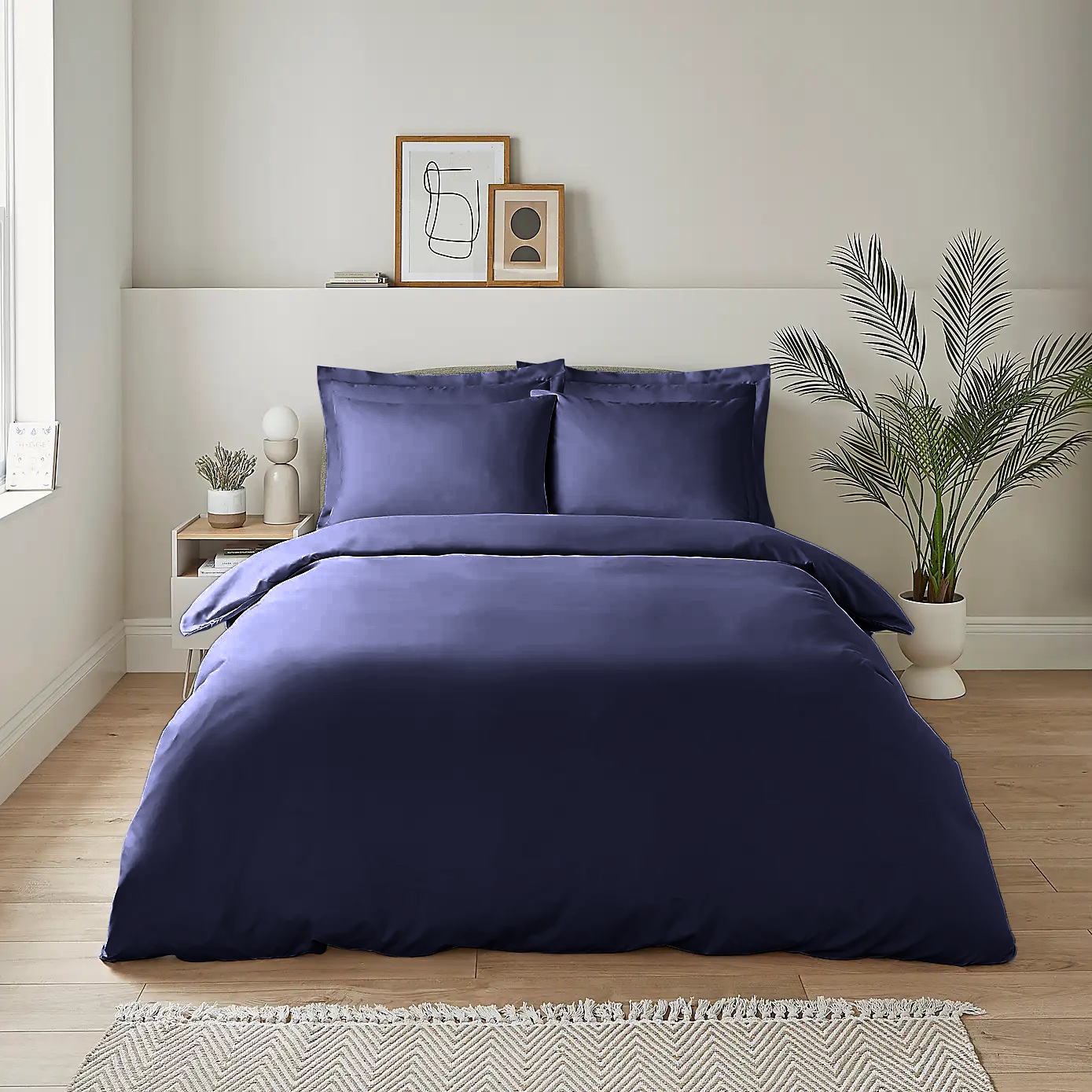 Navy Blue Duvet Cover Set Plain Dyed