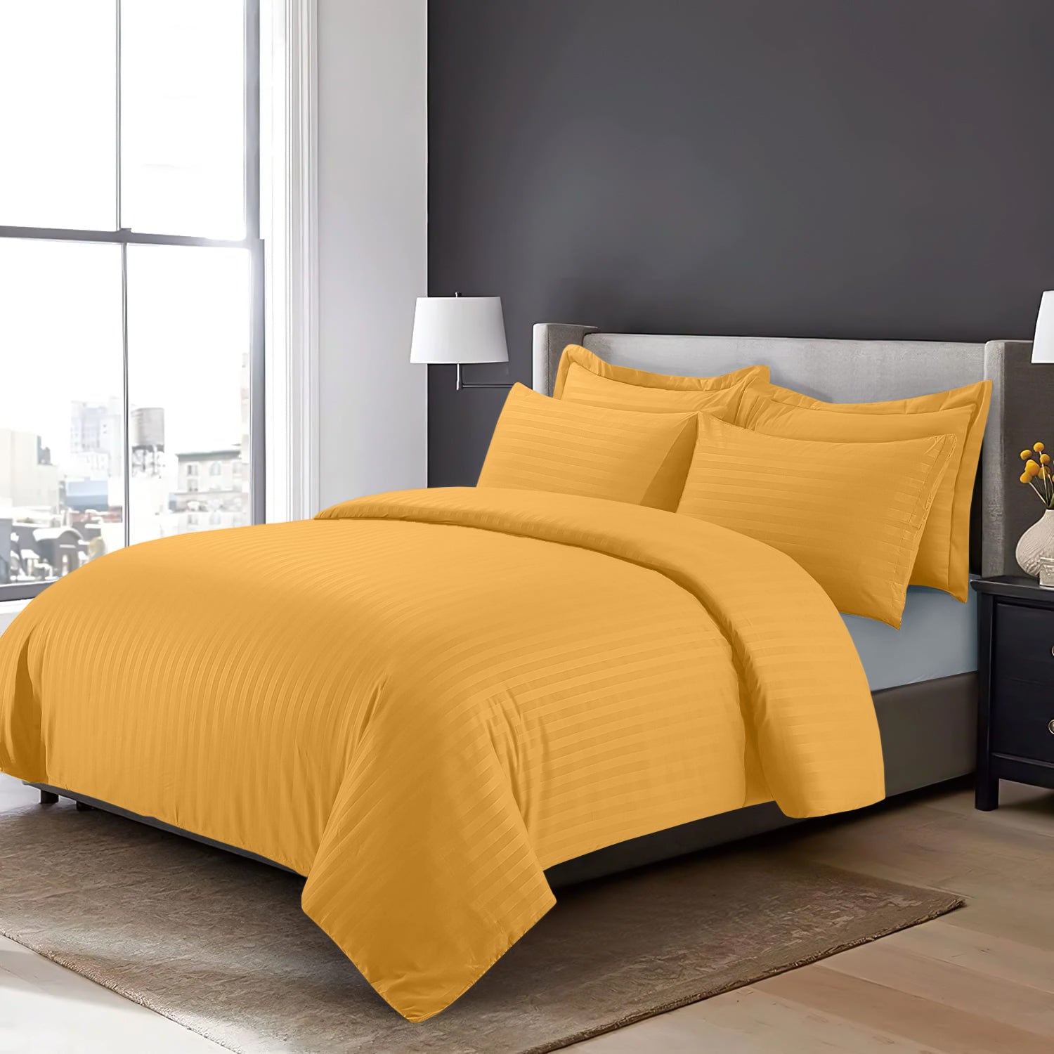 Ochre Stripe Duvet Cover Set