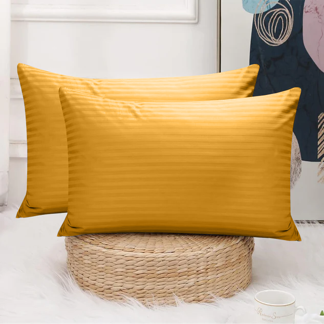 Ochre Striped pillowcases