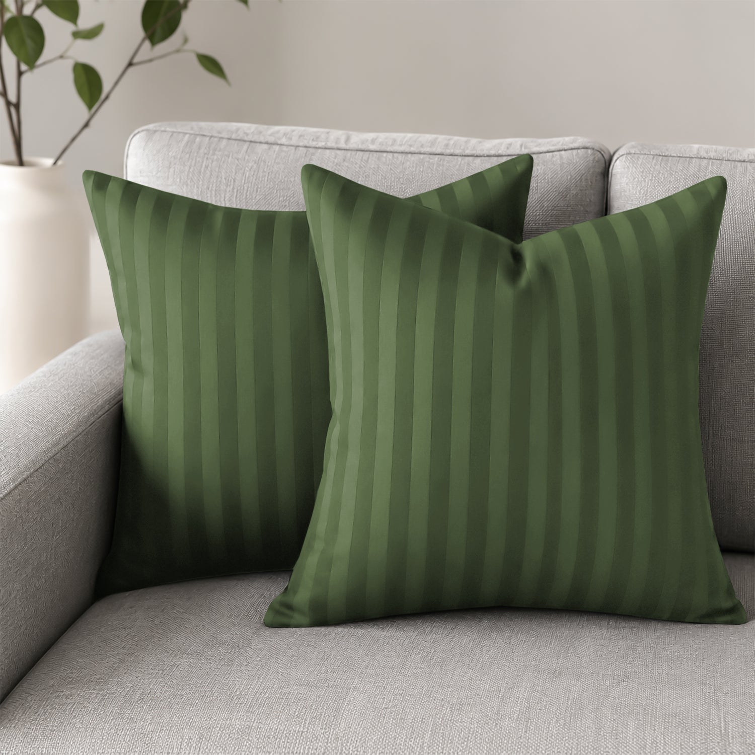 Pair of Soft Microfibre Stripe Cushion Covers for Bed & Living Room Decor