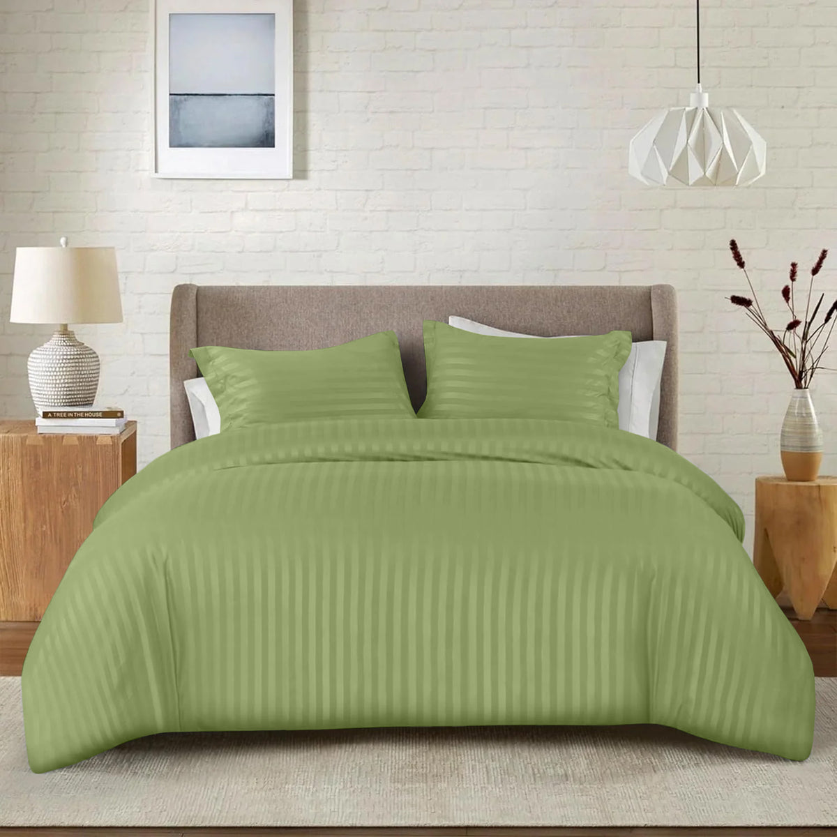 4 Piece Striped Duvet Cover Complete Bedding Set