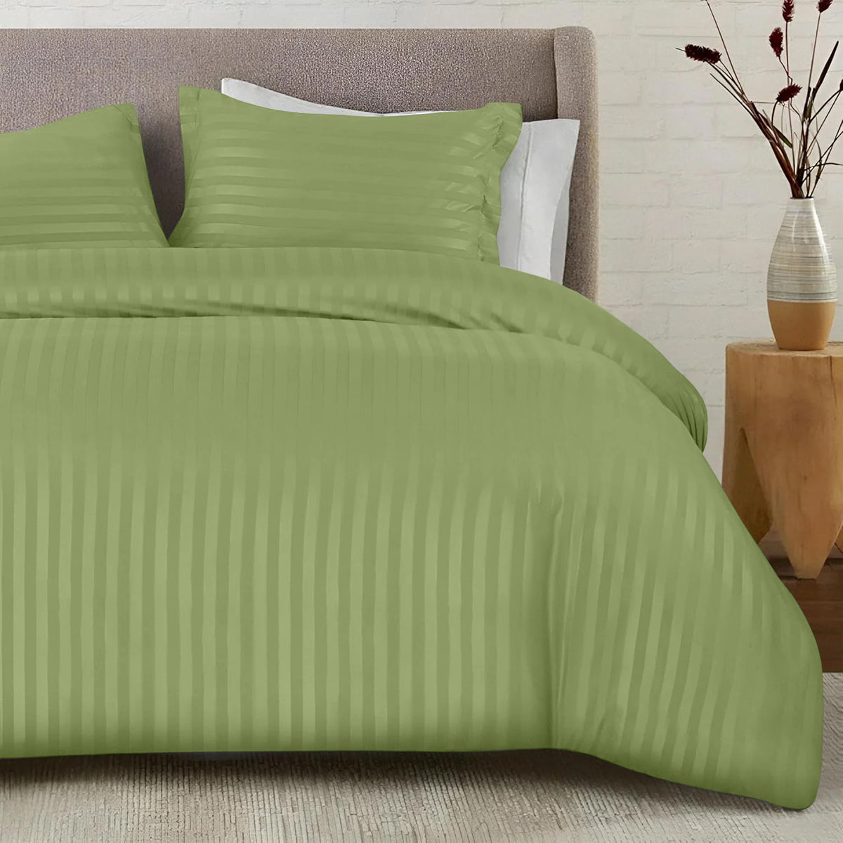 4 Piece Striped Duvet Cover Complete Bedding Set
