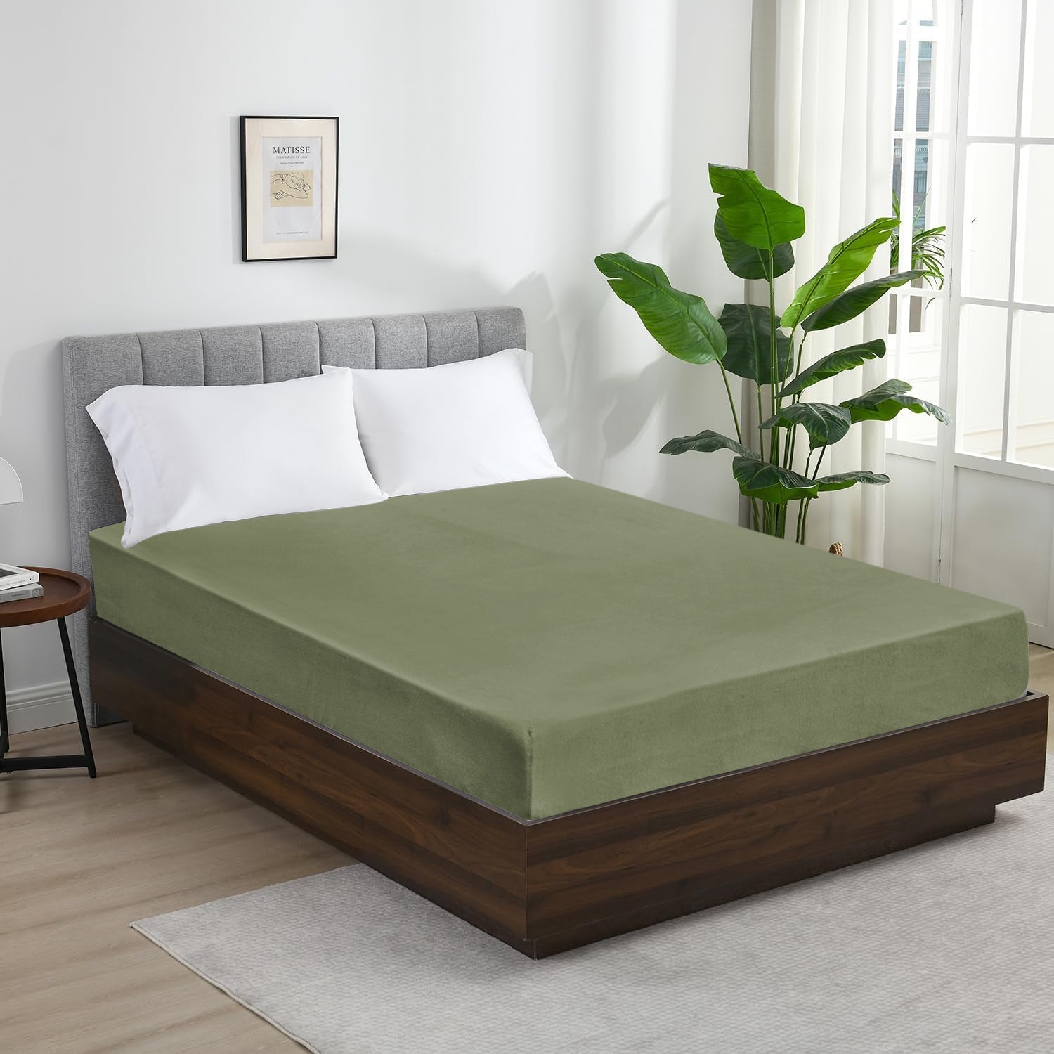 Olive Green Jersey cotton Fitted Sheet