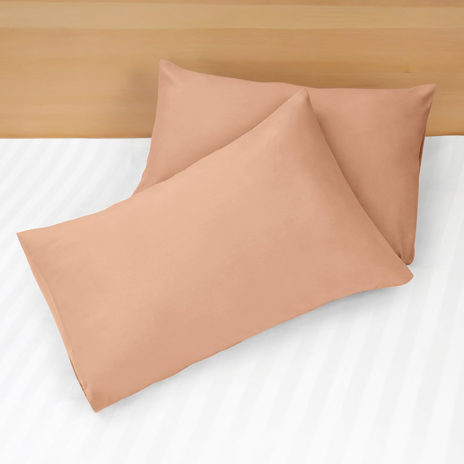 4 Piece Plain Bedding Set Peach