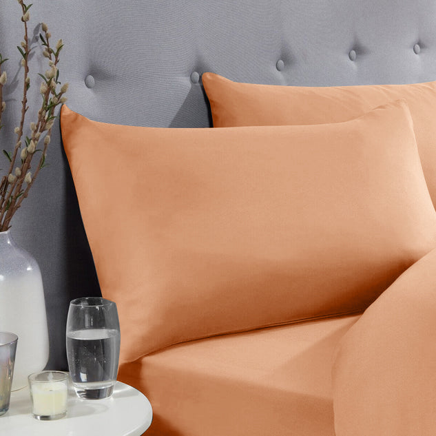 Peach Pillowcases pair Plain Dye