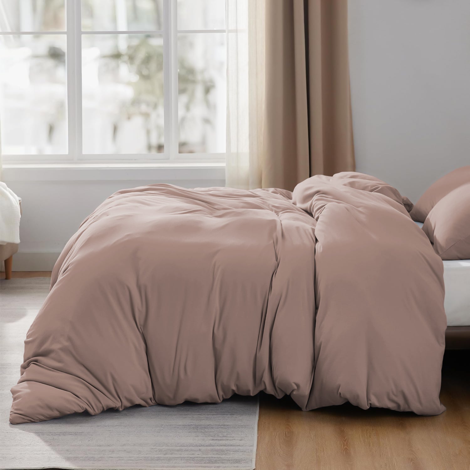 Solid Colour Peach Bedding with Pillowcases