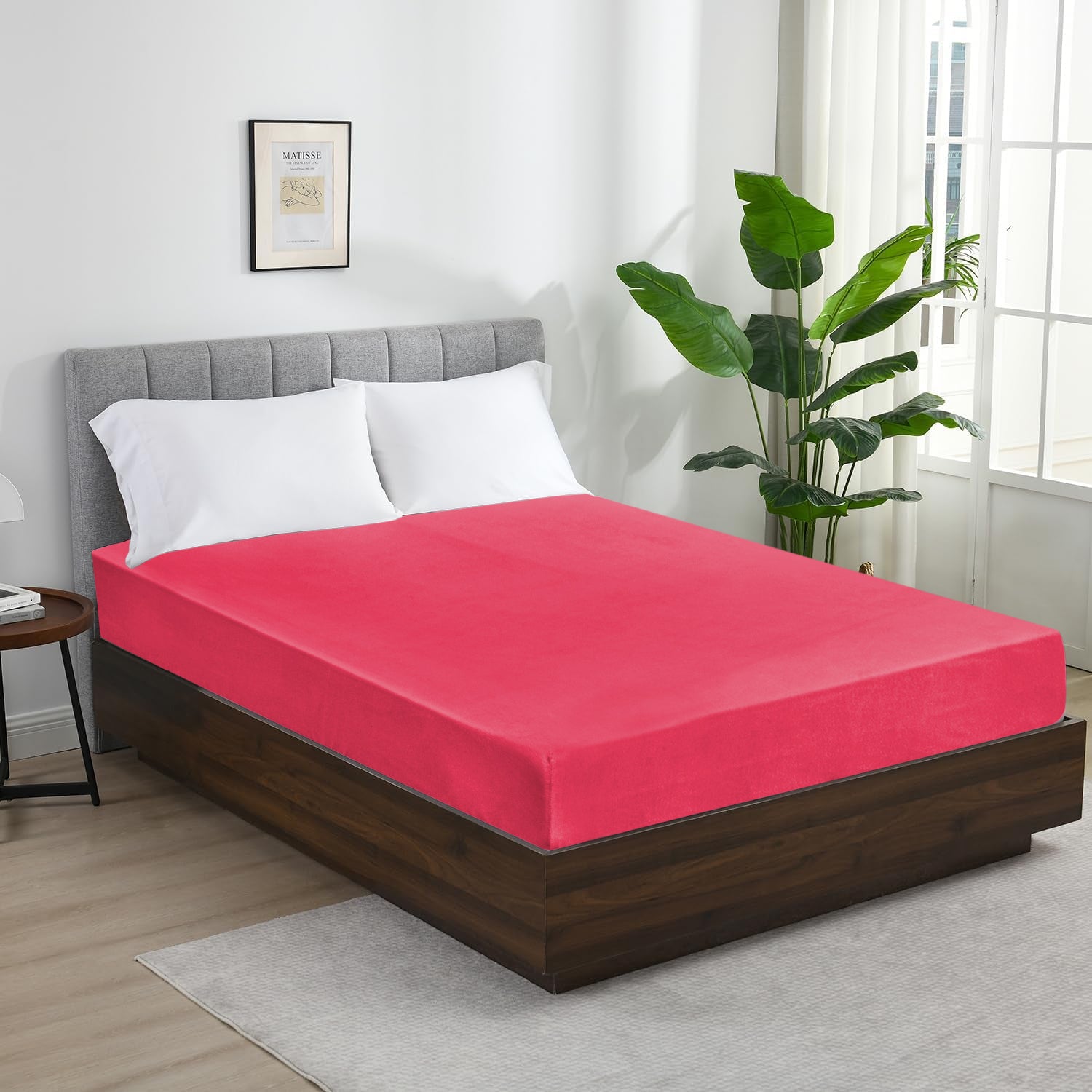 Pink Jersey cotton Fitted Sheet