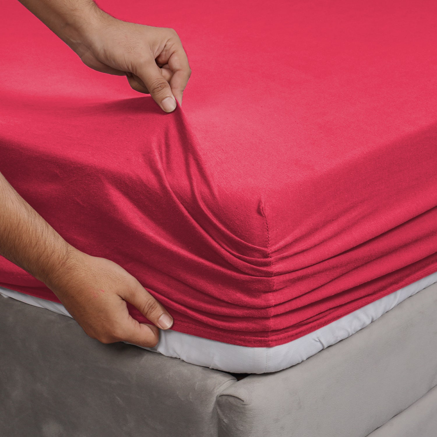 Pink Jersey cotton Fitted Sheet