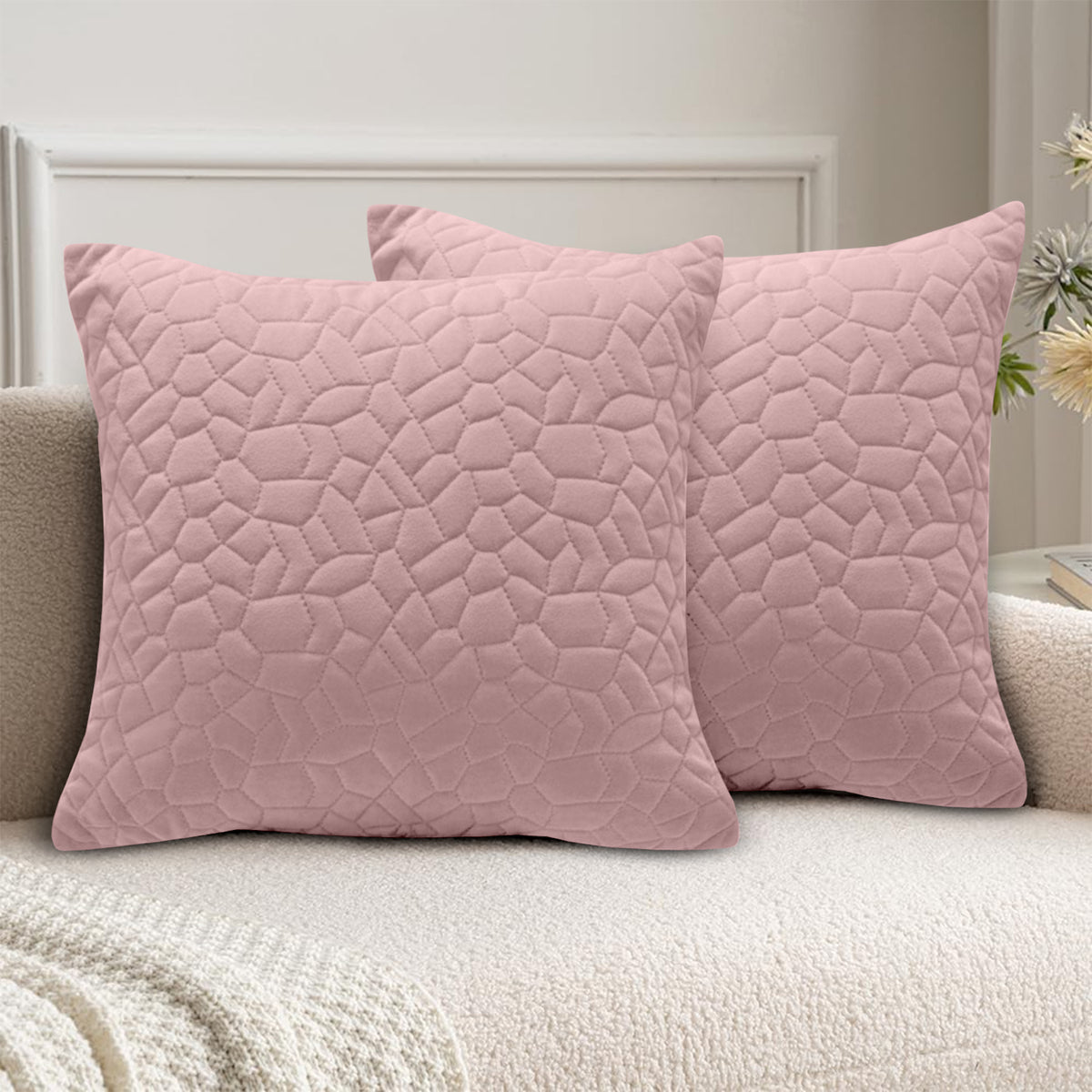 18x18 Pack Of 2 Velvet Cushion Cover Pebbles Pattern